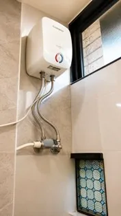Hot water geyser in the bathroom at Zest Stays 1059 Santacruz