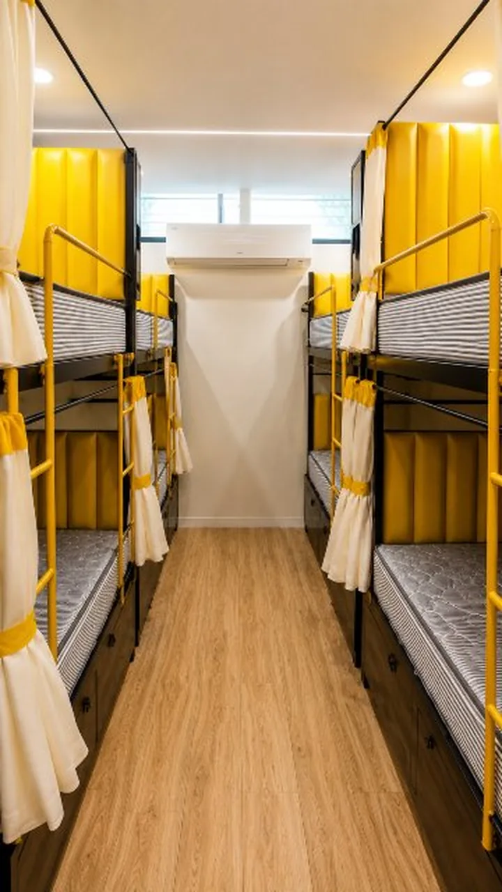 Air-conditioned bunk-bed dormitory with privacy curtains and personal lockers at Zest Stays 1059 boys PG, opposite Santacruz Metro Station Mumbai